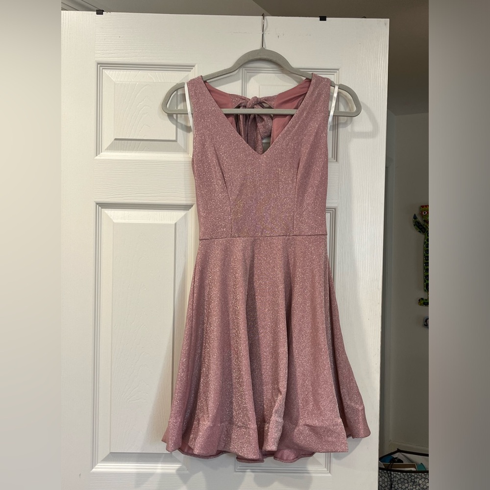 Pink, glitter, skater, semi-formal dress